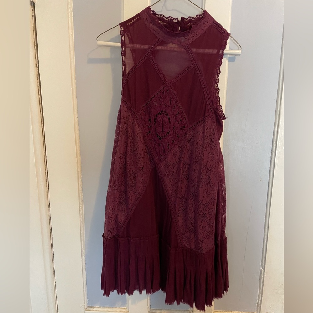 Free People Burgundy Mini Dress (P-1)
